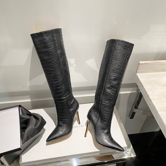 Paris Texas Crocodile Embossed Knee-High Boots – 2022 FW