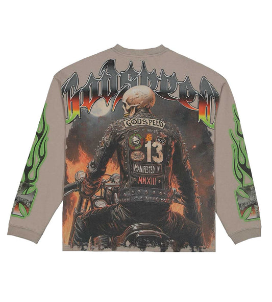 Godspeed Biker Nation L/S Tee Stone Grey
