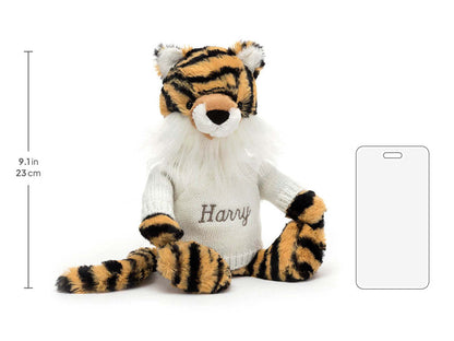 Bashful Tiger with Personalized Cream Jumper