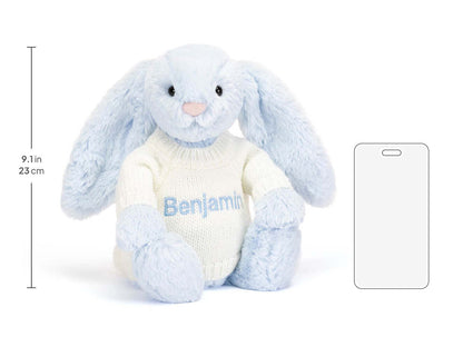 Bashful Blue Bunny with Personalized Cream Jumper