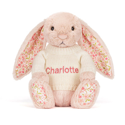 Blossom Blush Bunny 'Cherry' with Personalized Cream Jumper