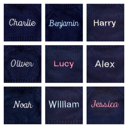 Bashful Lion with Personalized Navy Jumper