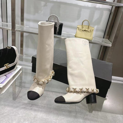 Chanel 25B Runway Chain Knee-High Boots – Autumn/Winter Collection