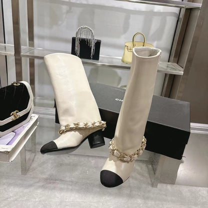 Chanel 25B Runway Chain Knee-High Boots – Autumn/Winter Collection