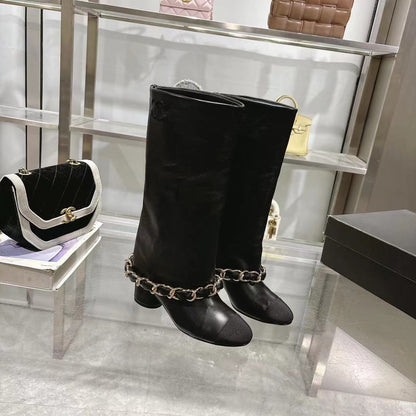 Chanel 25B Runway Chain Knee-High Boots – Autumn/Winter Collection