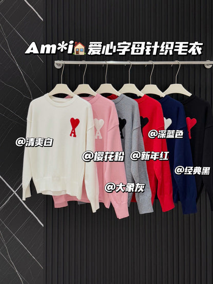 AMI Paris Heart Letter Knitted Sweater