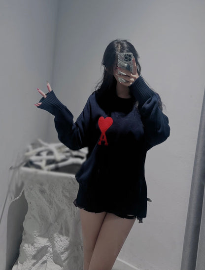 AMI Paris Heart Letter Knitted Sweater