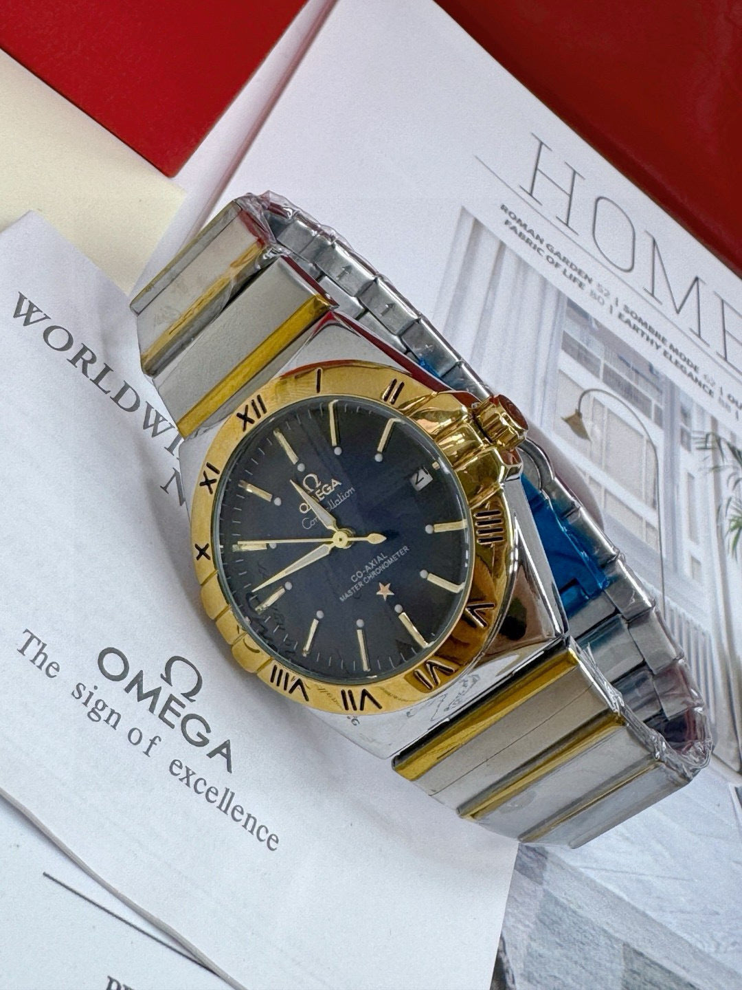 Omega Constellation Mechanical Gold/Blue Dial Watch