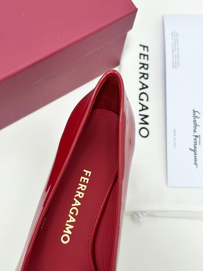 Ferragamo Vara Patent Leather Square Toe Pumps