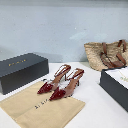 Alaïa Heart PVC Pointed Toe Slingback Mules – Spring/Summer Collection – 25SS