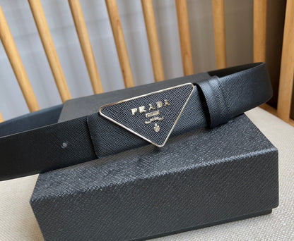 Prada Triangle Logo Buckle Belt