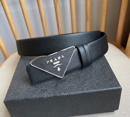 Prada Triangle Logo Buckle Belt