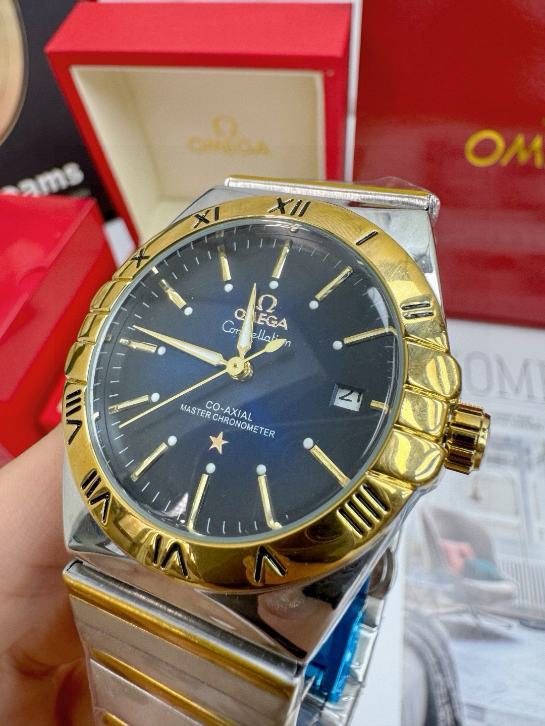 Omega Constellation Mechanical Gold/Blue Dial Watch