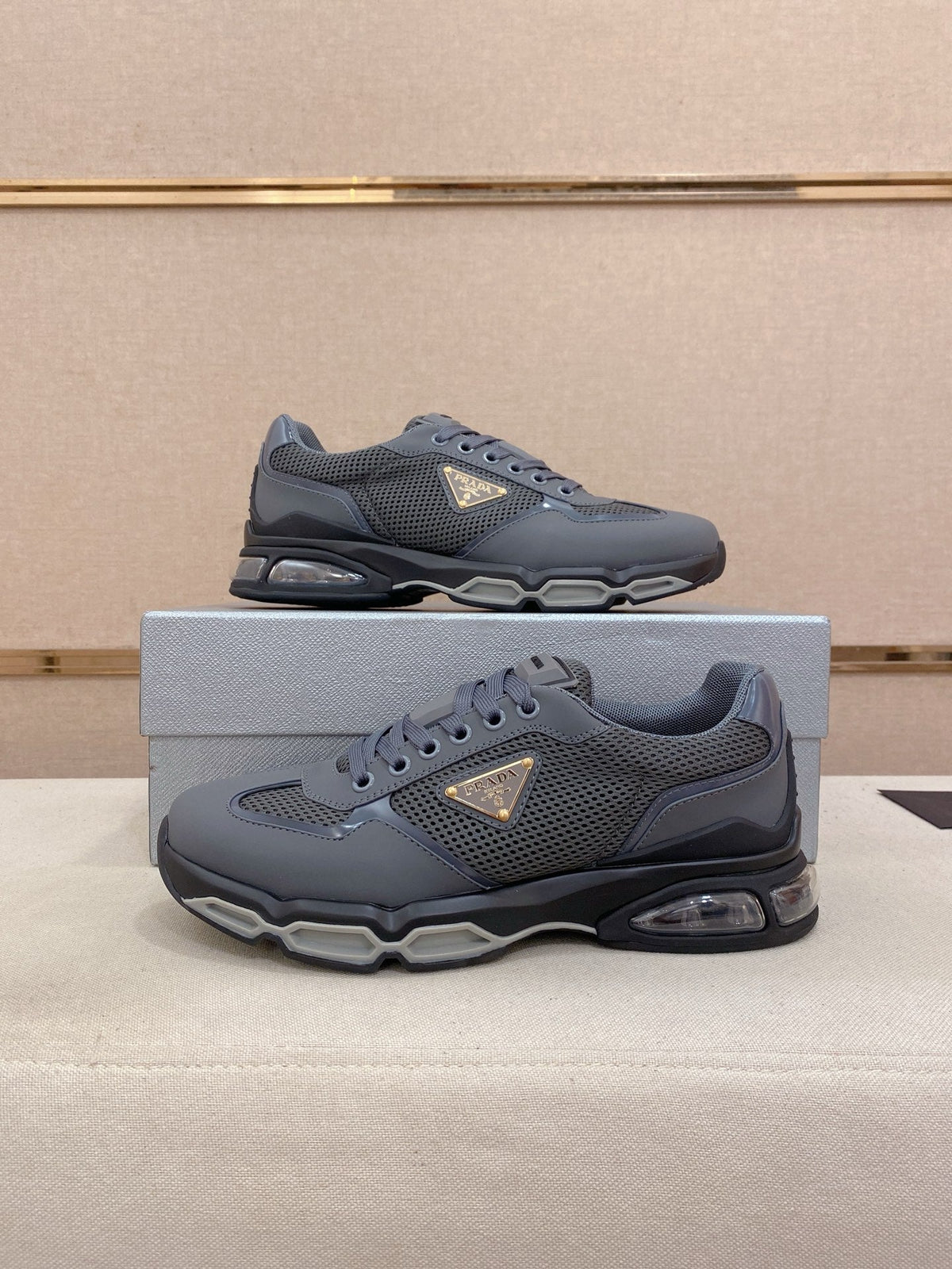 Prada Men's Leather Mesh Sneakers – New Collection