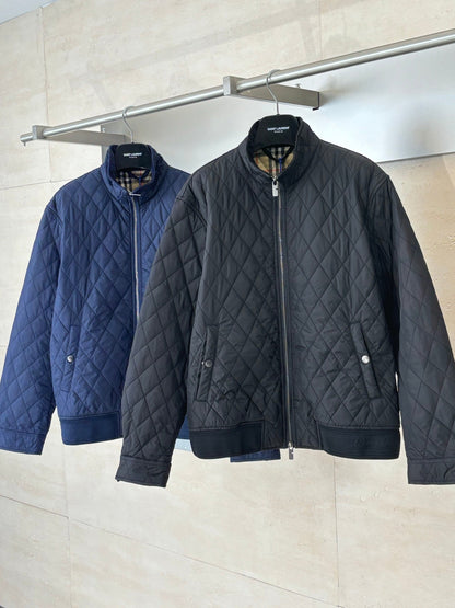 Burberry Diamond Quilted Stand Collar Nylon Jacket