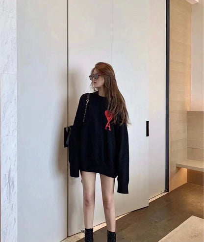 AMI Paris Heart Letter Knitted Sweater