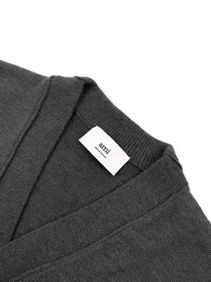 Ami Paris Heart Jacquard Merino Cardigan