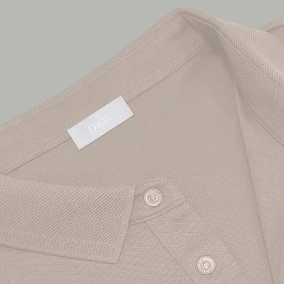 Dior Silk Long Sleeve Polo Shirt with Metal Patch