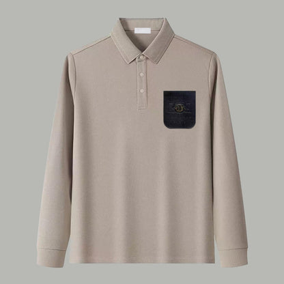 Dior Silk Long Sleeve Polo Shirt with Metal Patch