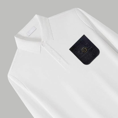 Dior Silk Long Sleeve Polo Shirt with Metal Patch