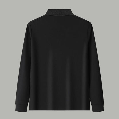 Dior Silk Long Sleeve Polo Shirt with Metal Patch