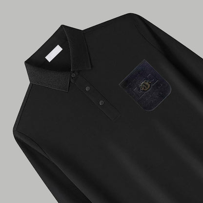 Dior Silk Long Sleeve Polo Shirt with Metal Patch