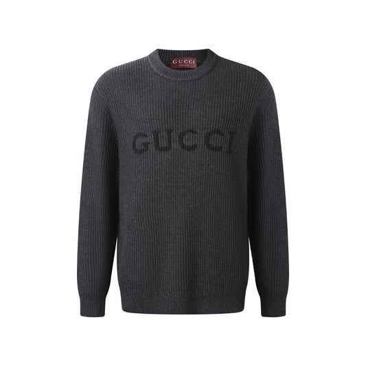 Gucci Wool Cashmere Blend Ribbed Knit Sweater