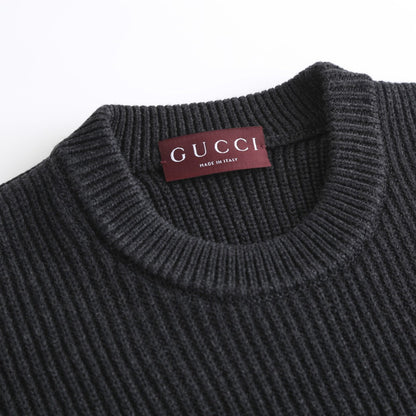 Gucci Wool Cashmere Blend Ribbed Knit Sweater